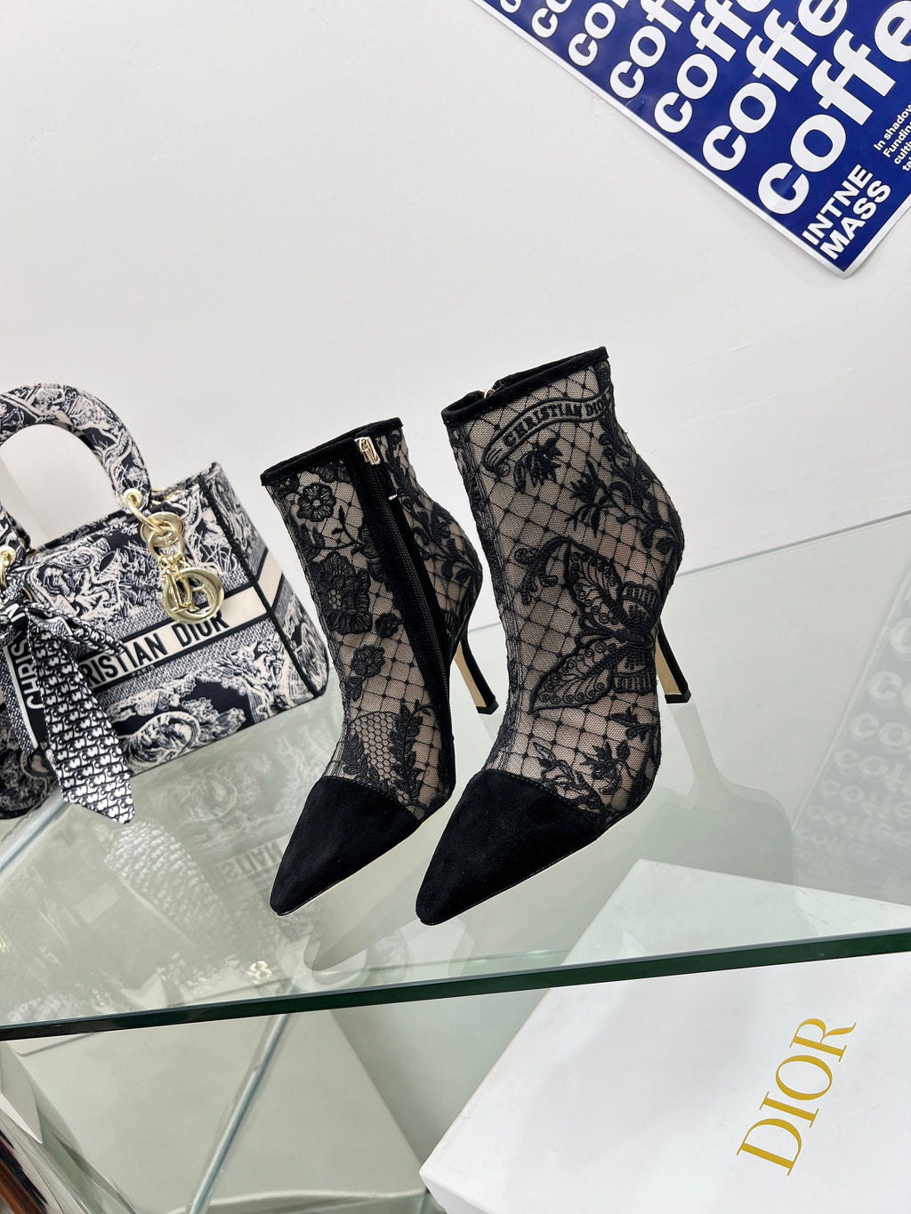 Black Mesh & Suede DC Heeled Ankle Boot