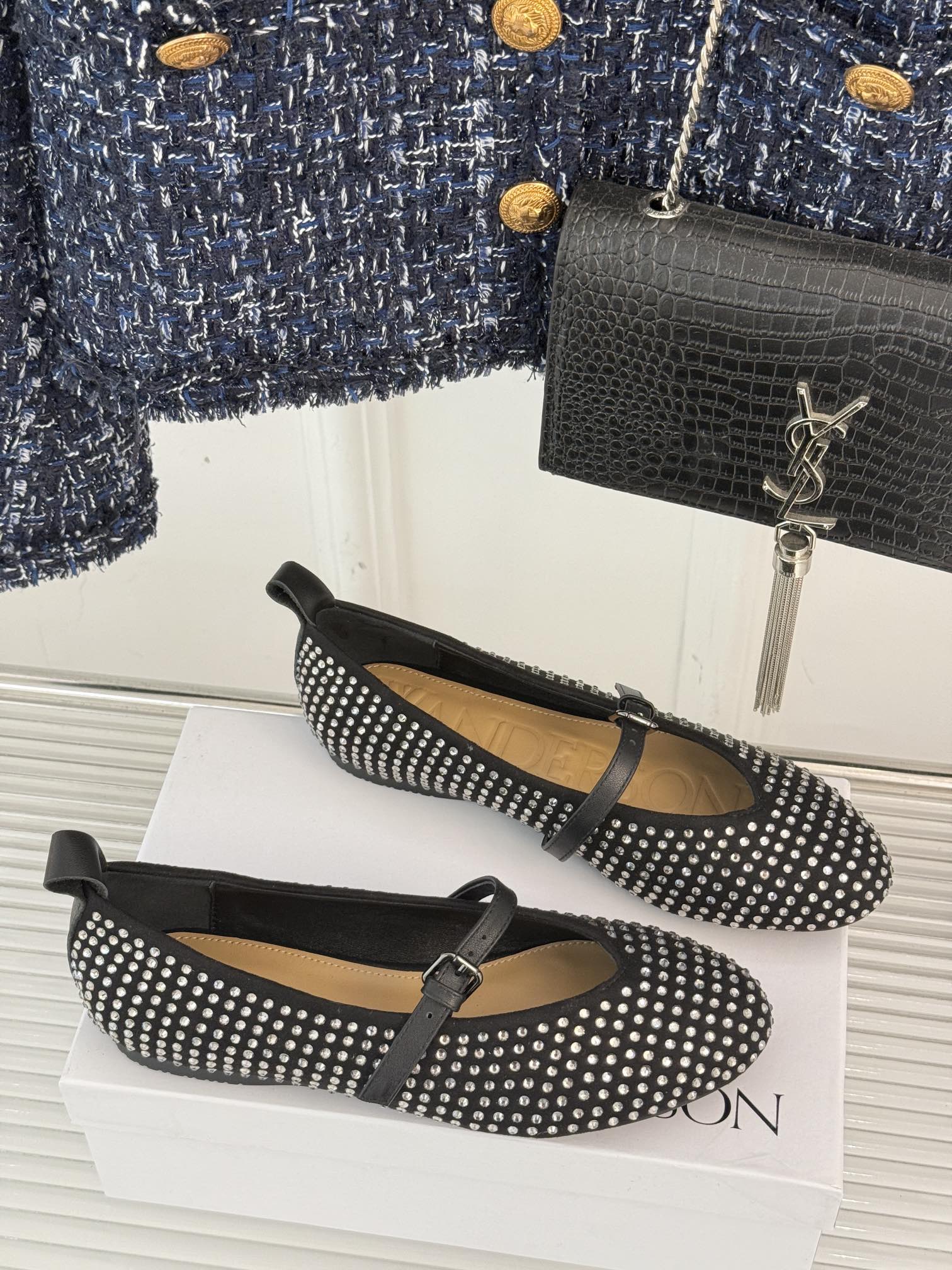 Black Ballerinas With Crystals