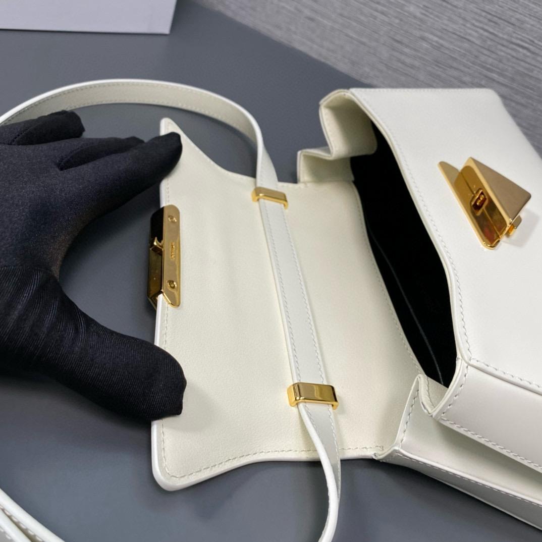 White Medium Brushed Leather Handbag