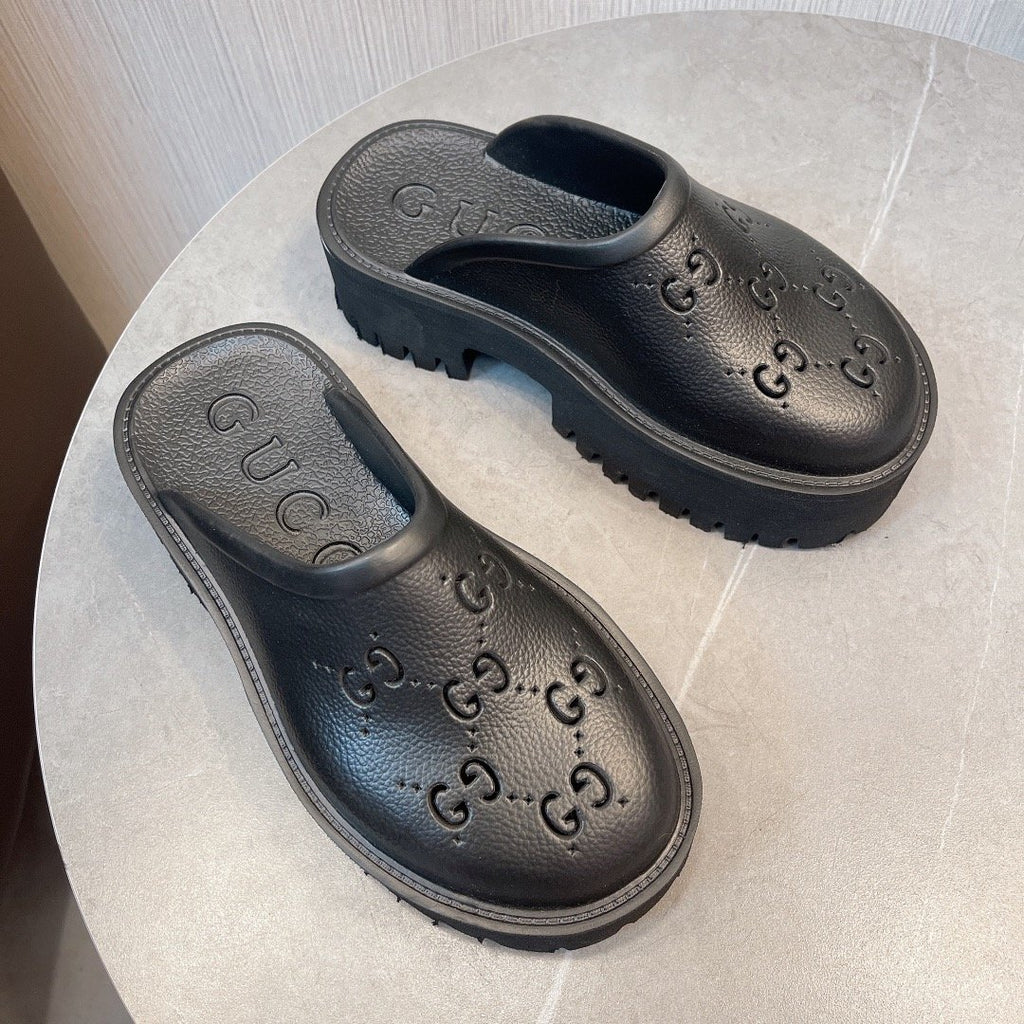 Black GE rubber platform mules