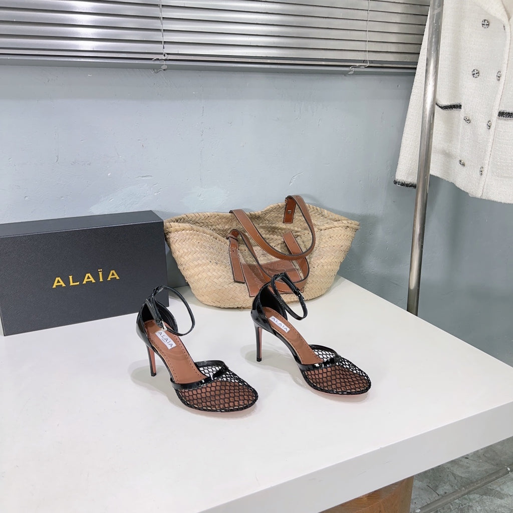 Black High Fishnet Pumps