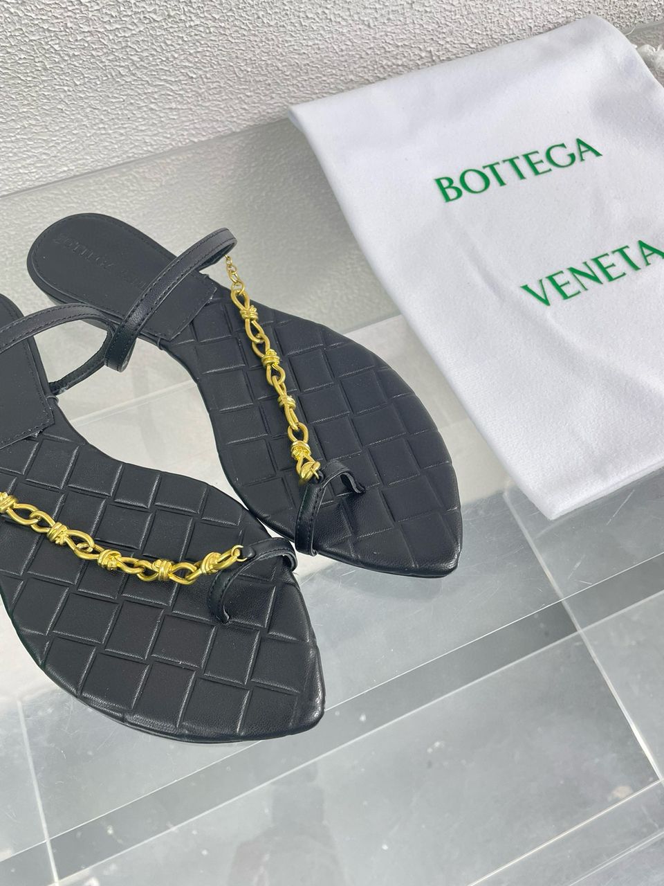 Black Leaf Flat Sandal