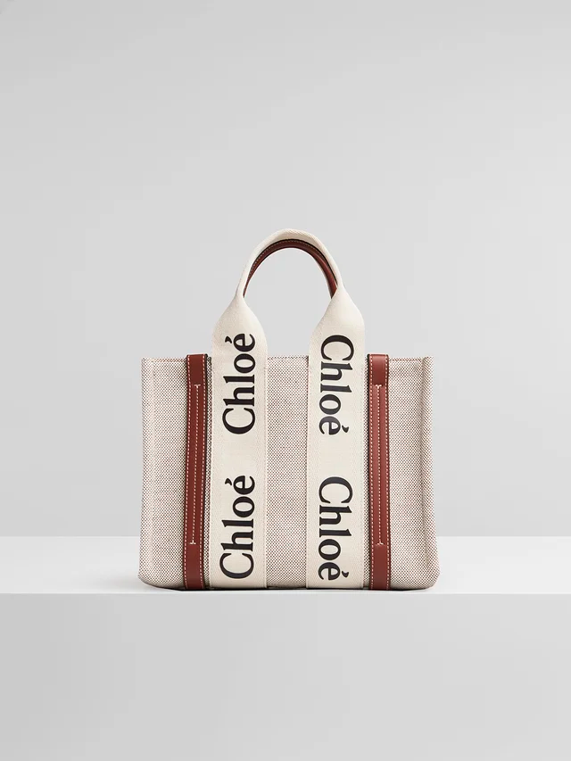 CW small brown leather-trimmed cotton-canvas tote