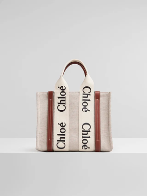 CW small brown leather-trimmed cotton-canvas tote