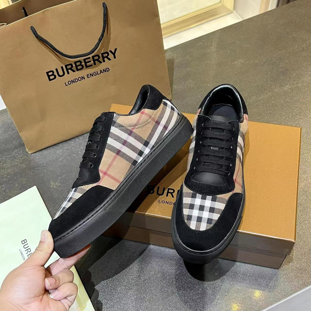 Women's Birch Brown Vintage Check Cotton and Suede Sneakers