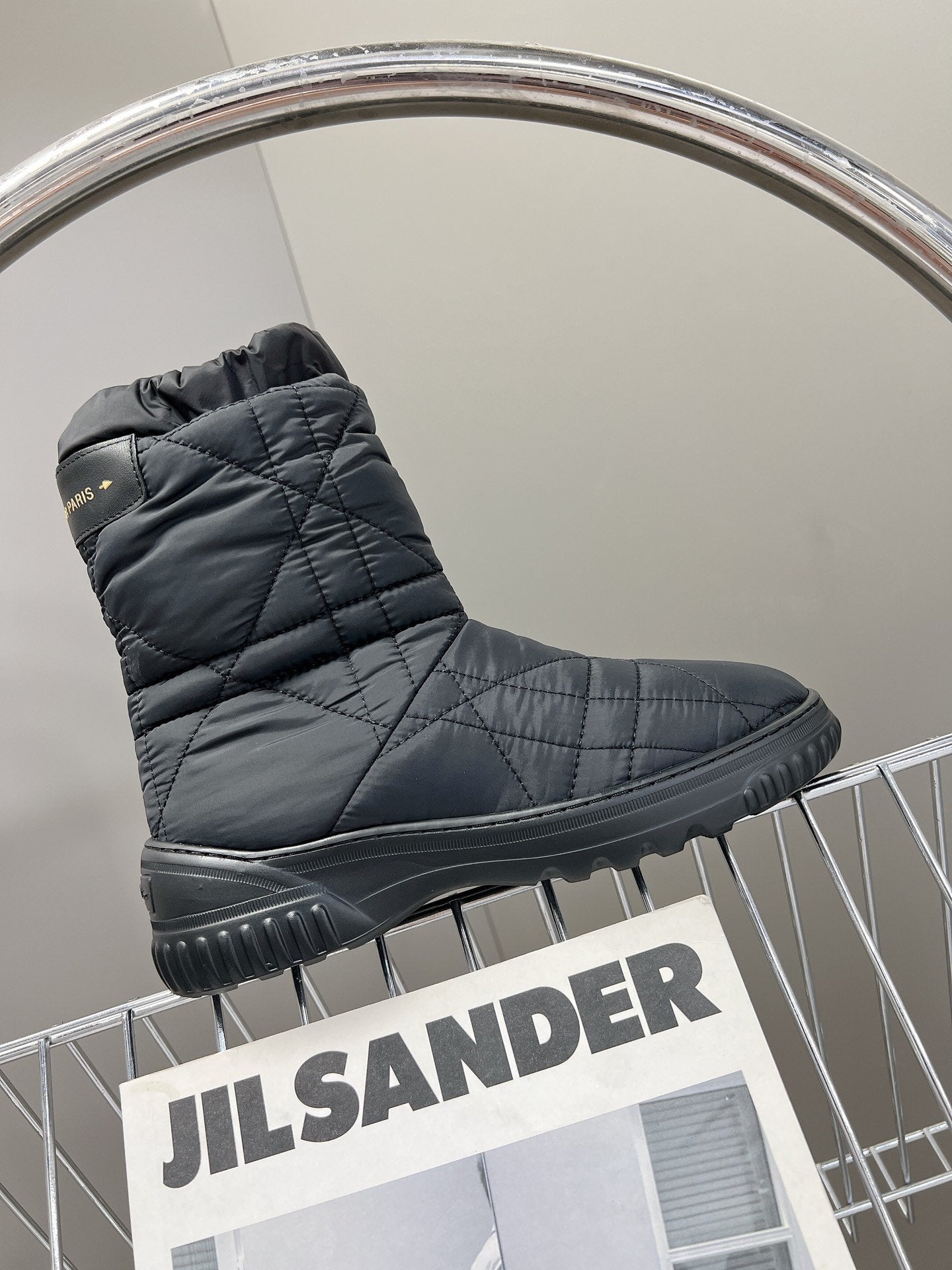 Black DF quilted nylon ankle boot