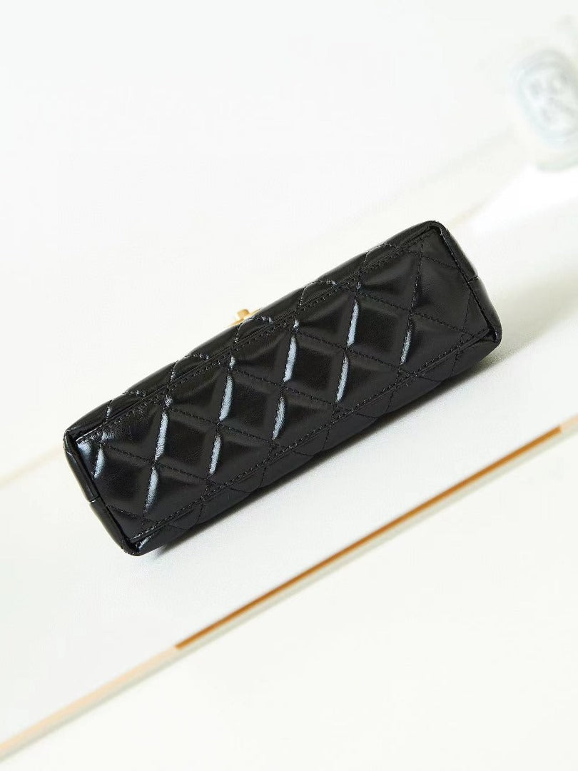 Black Shiny Mini Shopping Bag