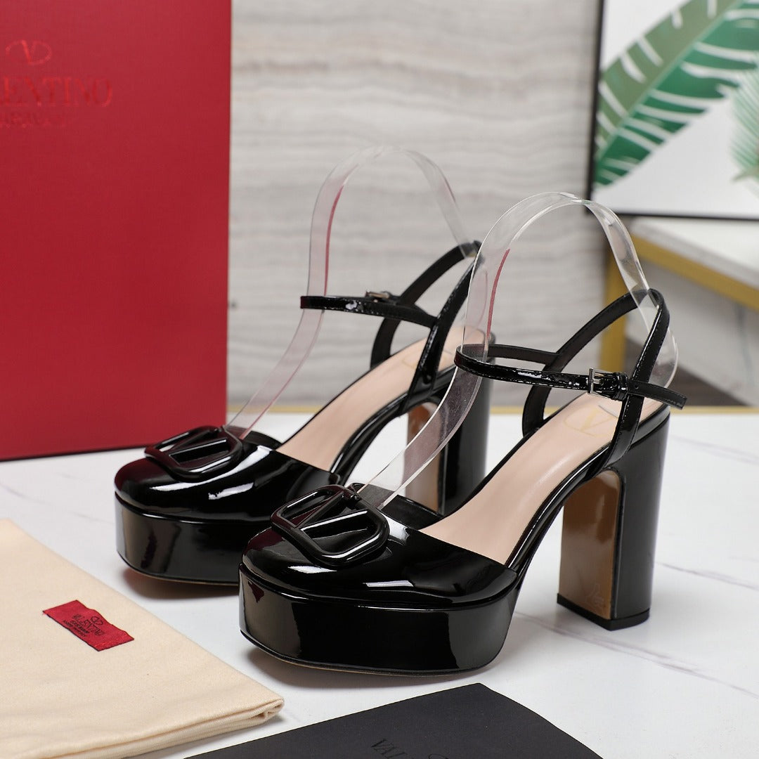 Black 115mm Platform Pumps