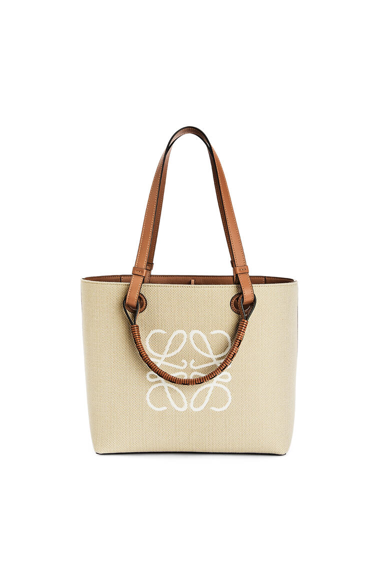 Ecru & tan small anagram tote bag