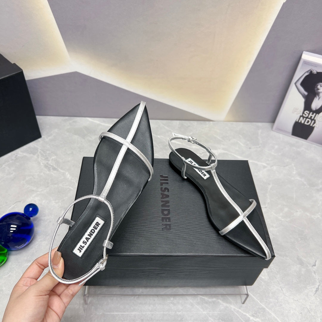 Silver JS Flat Sandals
