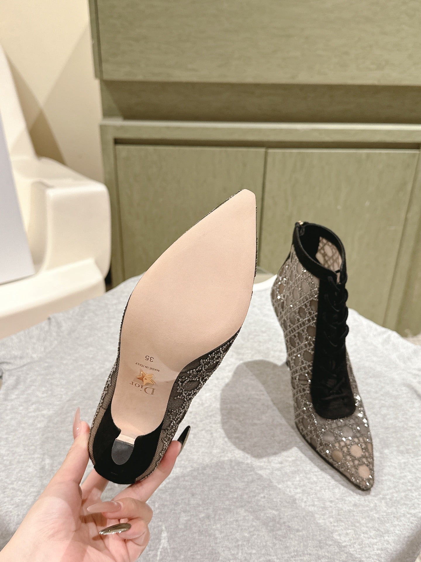 Black & Nude Capture Heeled Ankle Boot