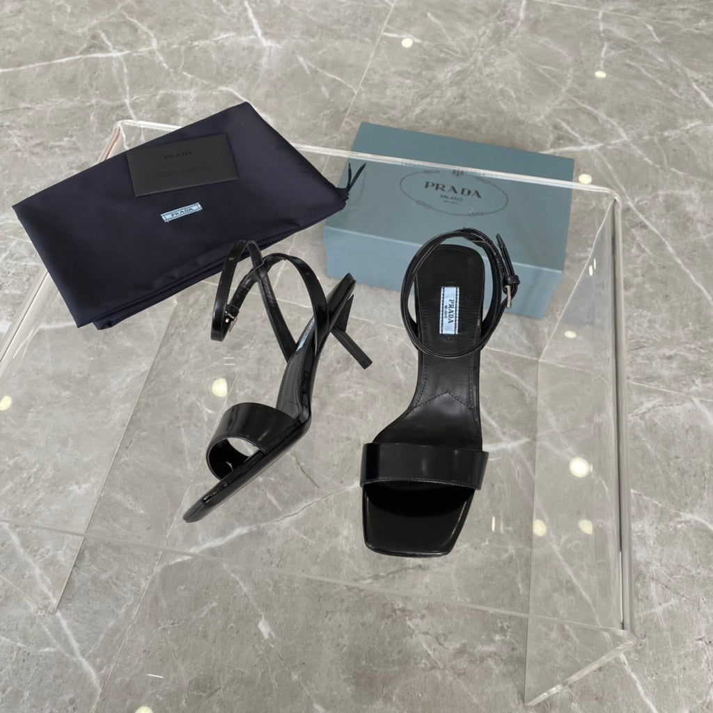 Black PR brushed leather sandals