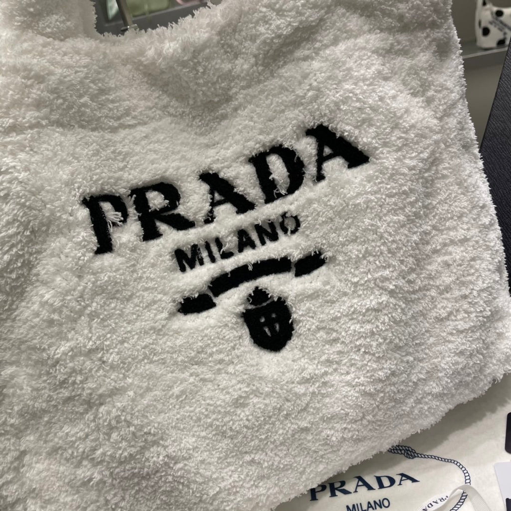 White & Black terry tote bag