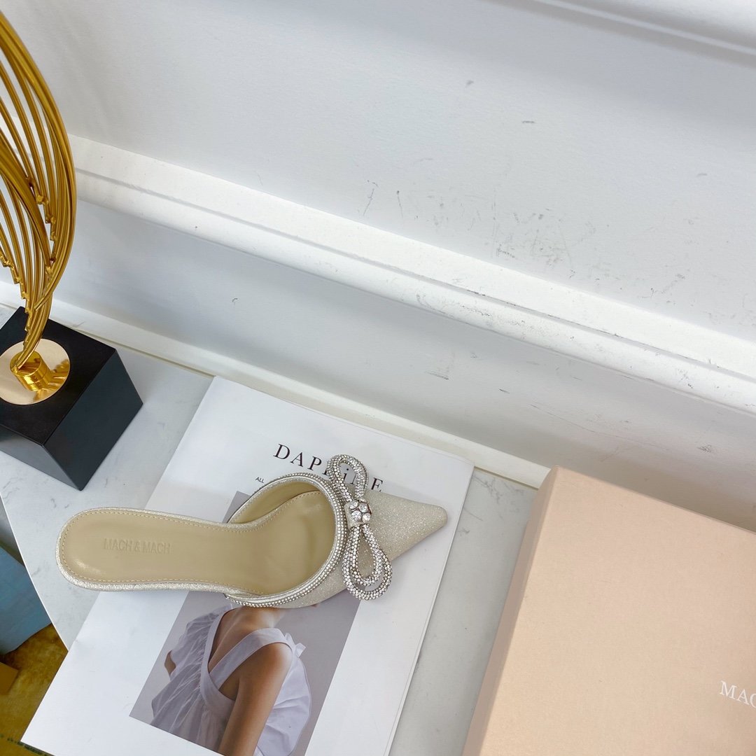 Metallic glitter double bow mule