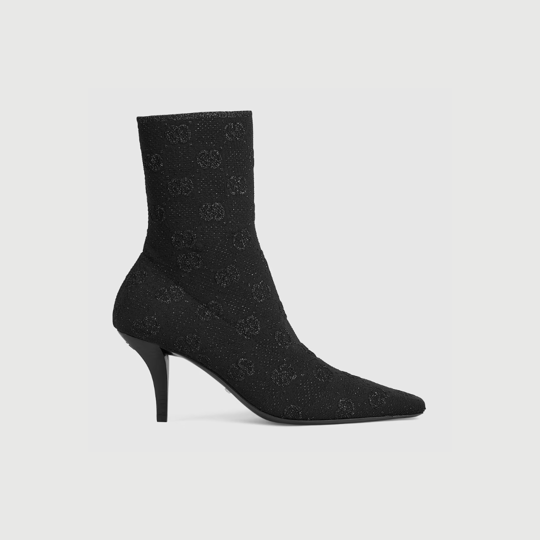 Black & Grey Knit Ankle Boot