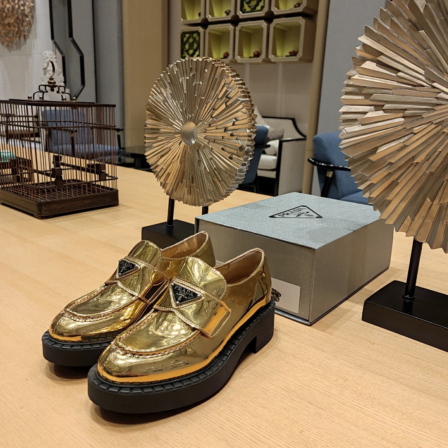 Platinum Metallic leather loafers