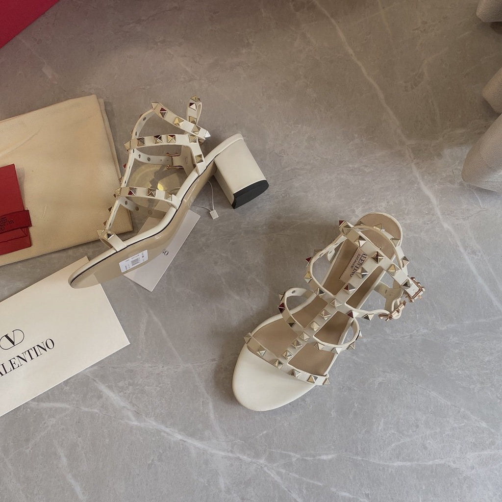 Light ivory VR ankle strap sandal 60 mm