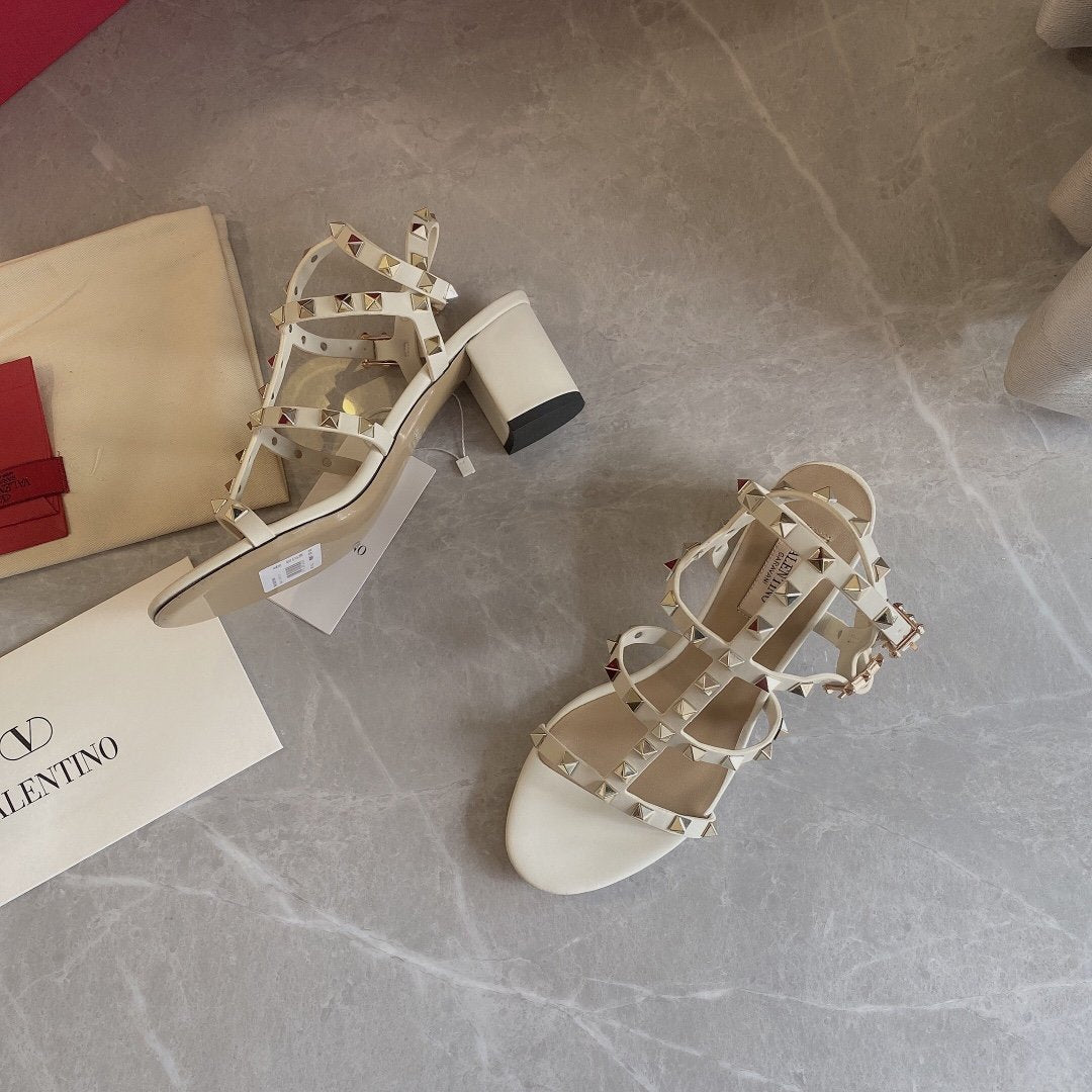 Light ivory VR ankle strap sandal 60 mm