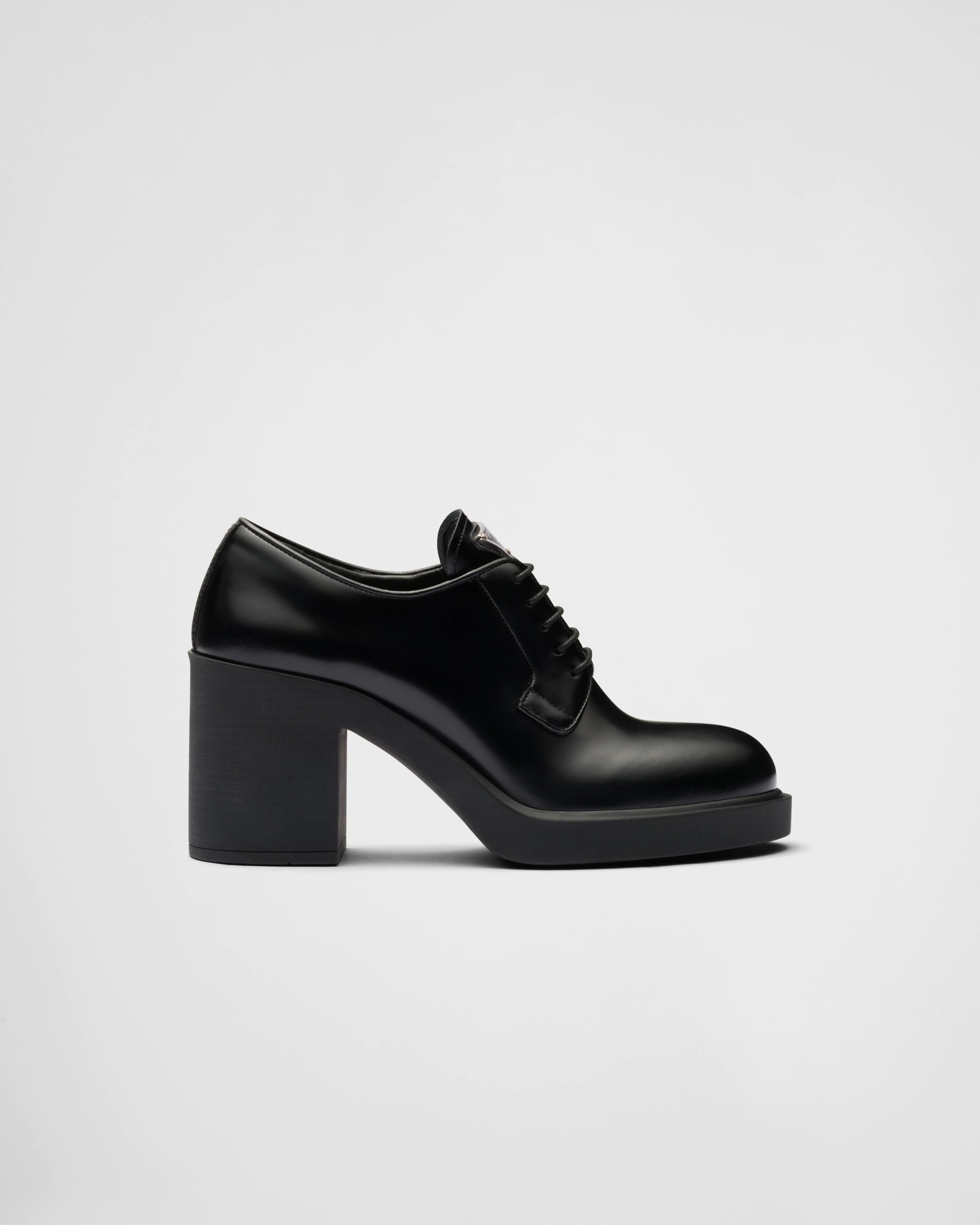 Black heeled brushed leather lace-ups