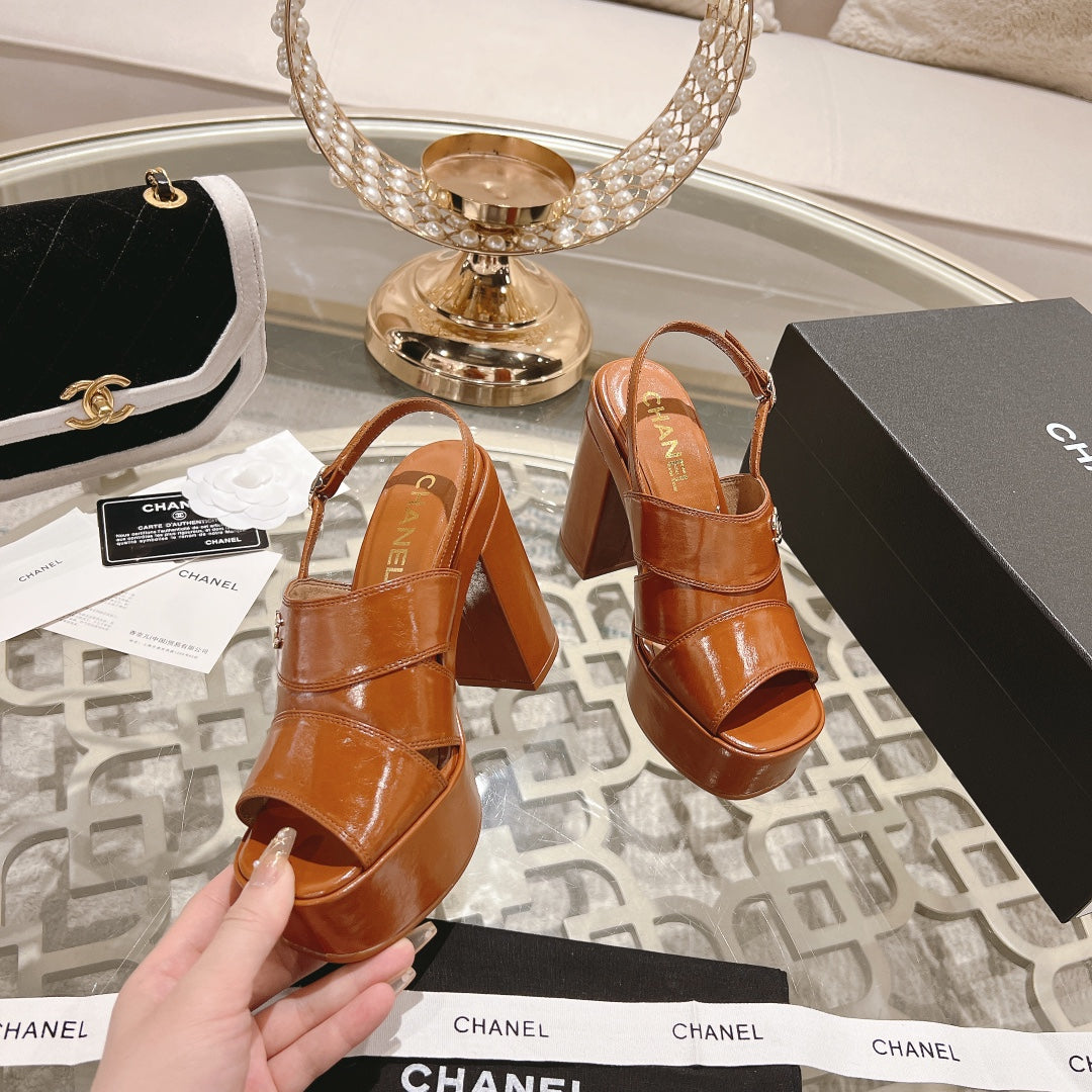Light Brown C Patent Sandals