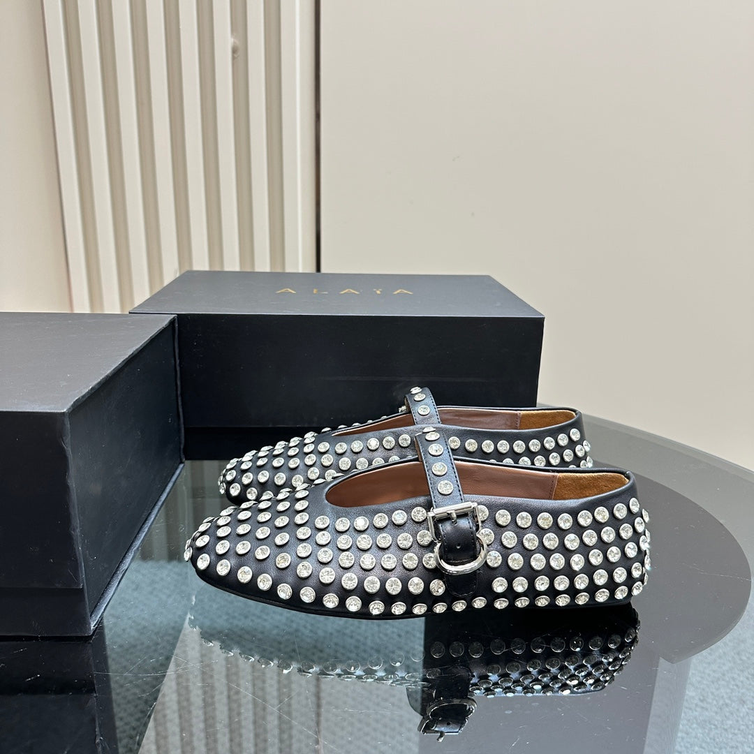 Black Strass Ballet Flats