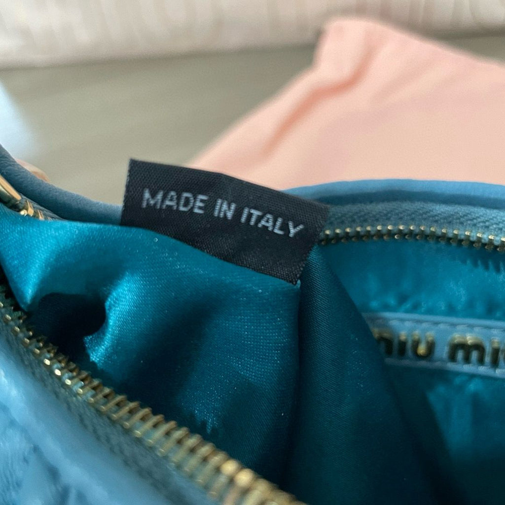 Lagoon Blue Wander Matelassé Leather Small Hobo Bag