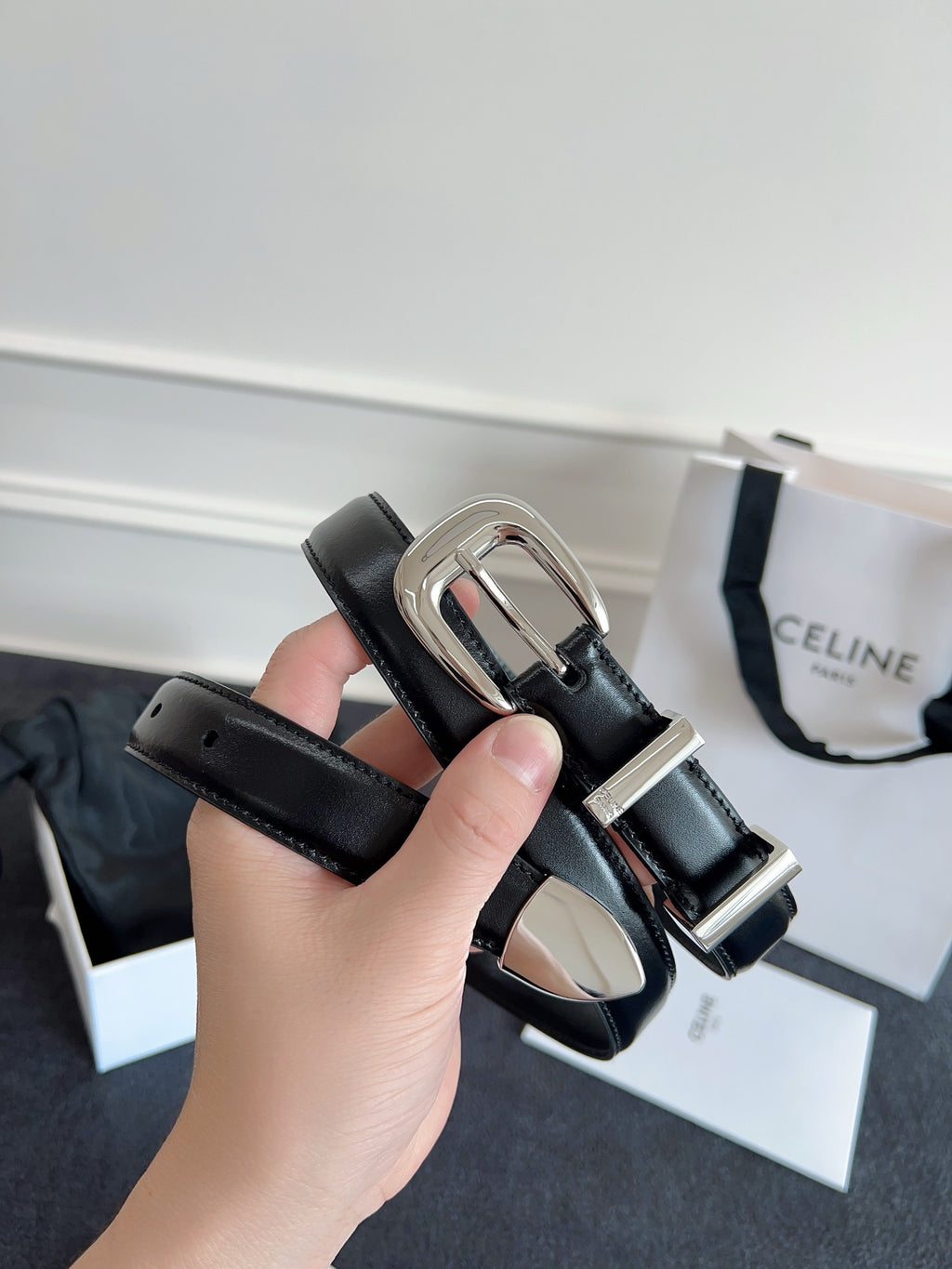 Black Medium Western Belt With Silver Finishing