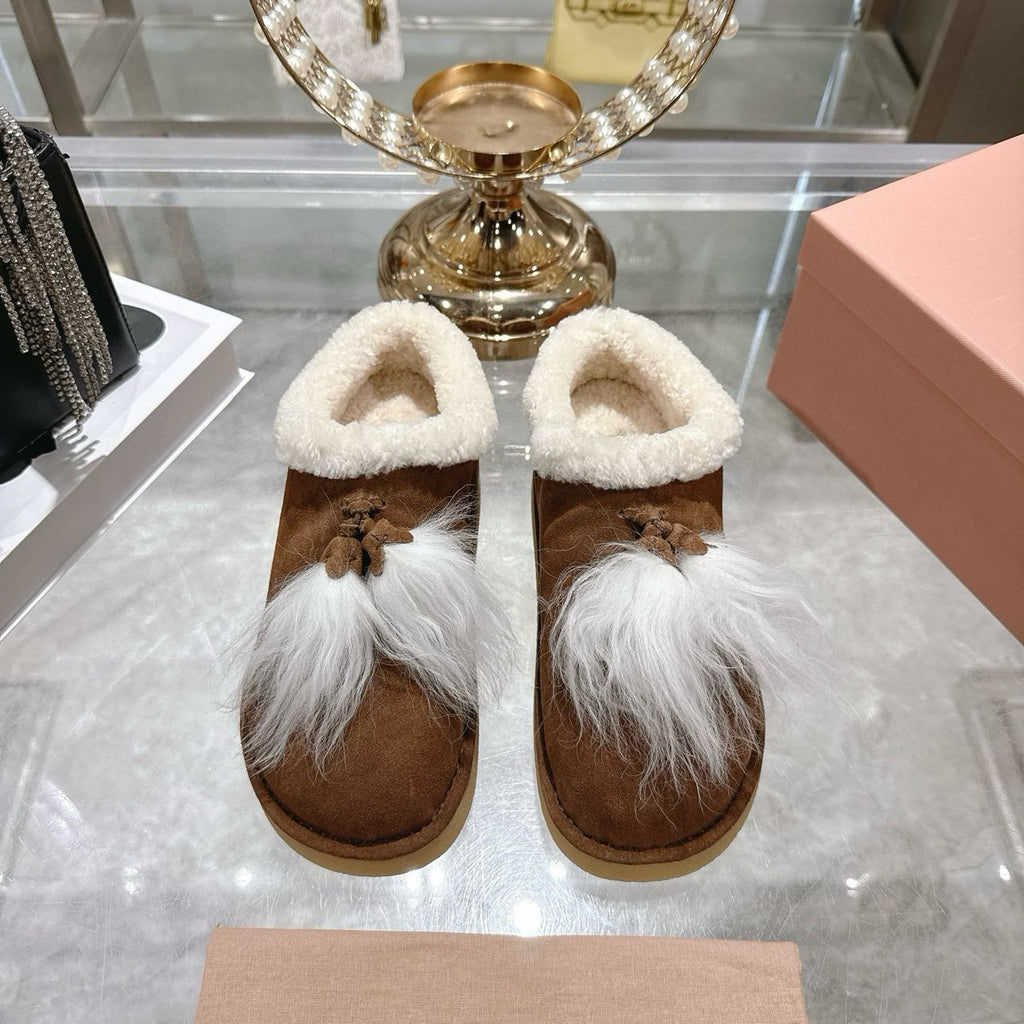 Cocoa Brown Suede & Shearling Mules