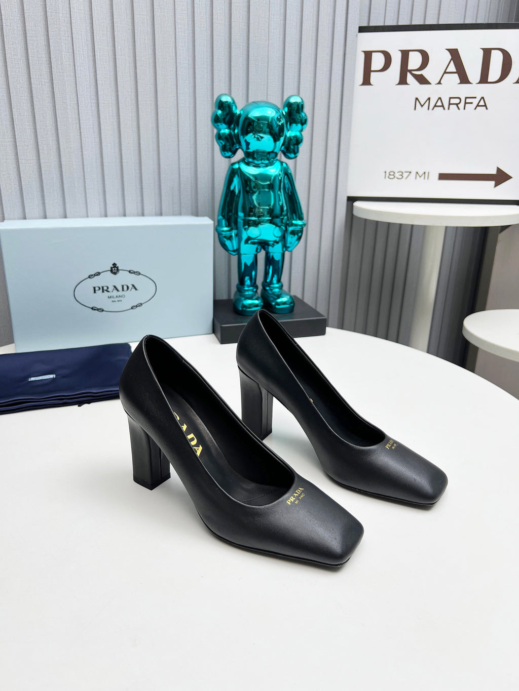 Black Brushed Leather Pumps