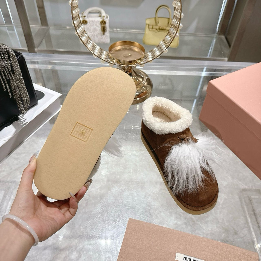 Cocoa Brown Suede & Shearling Mules