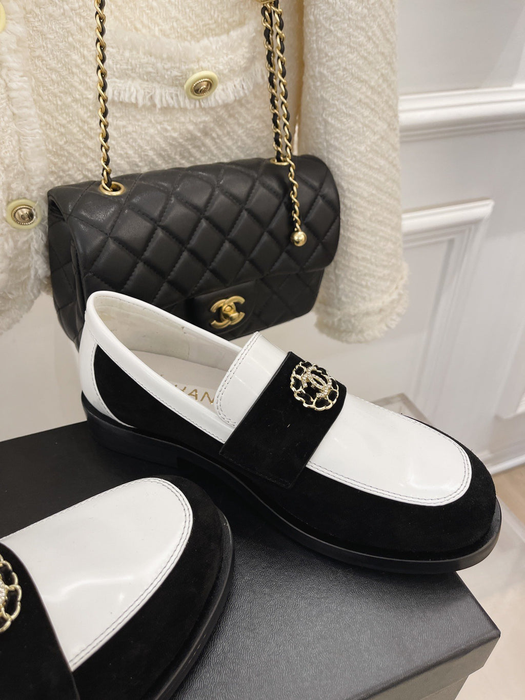 White & Black CC loafers