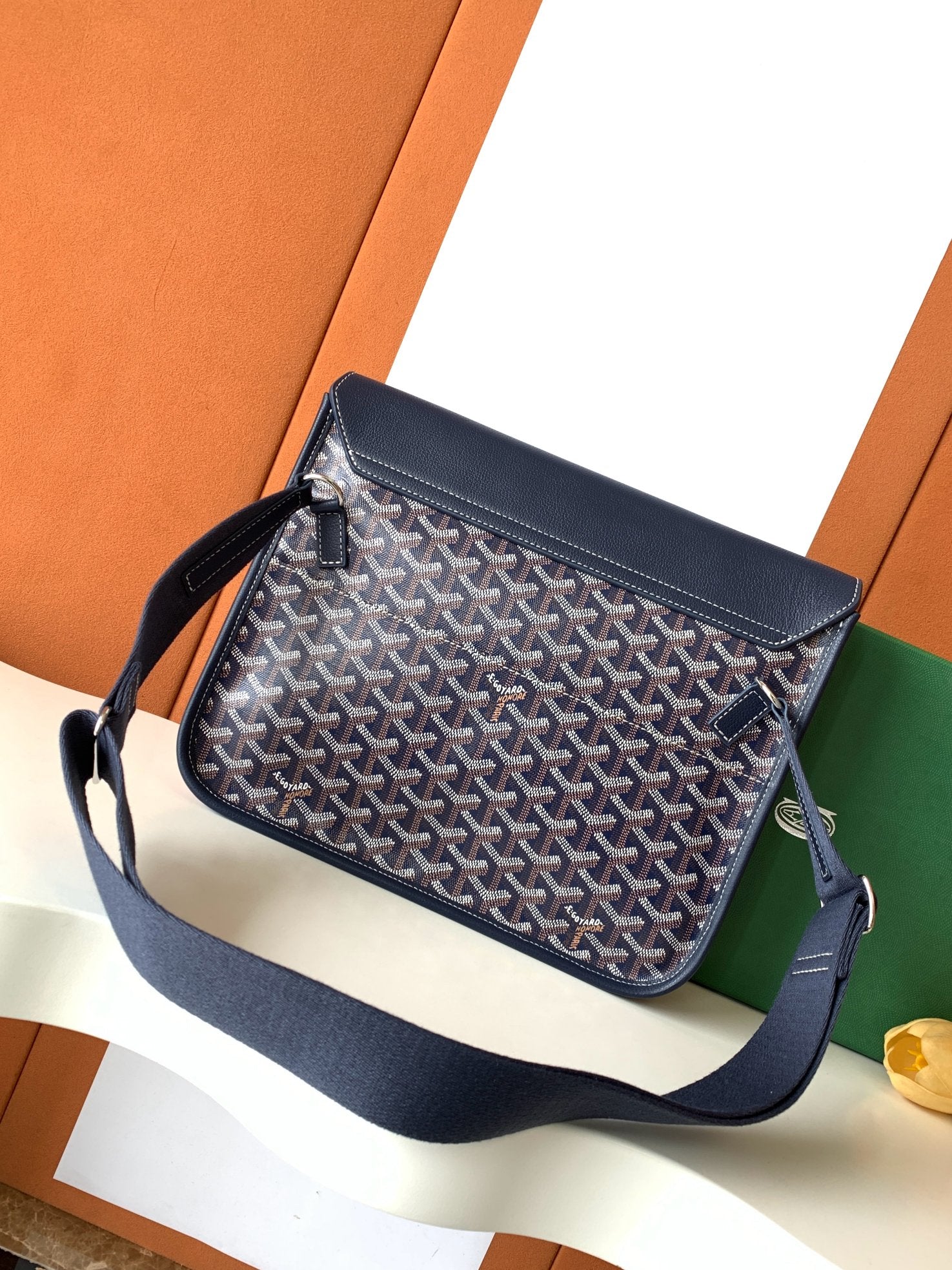 Navy Blue Coursier Messenger Bag