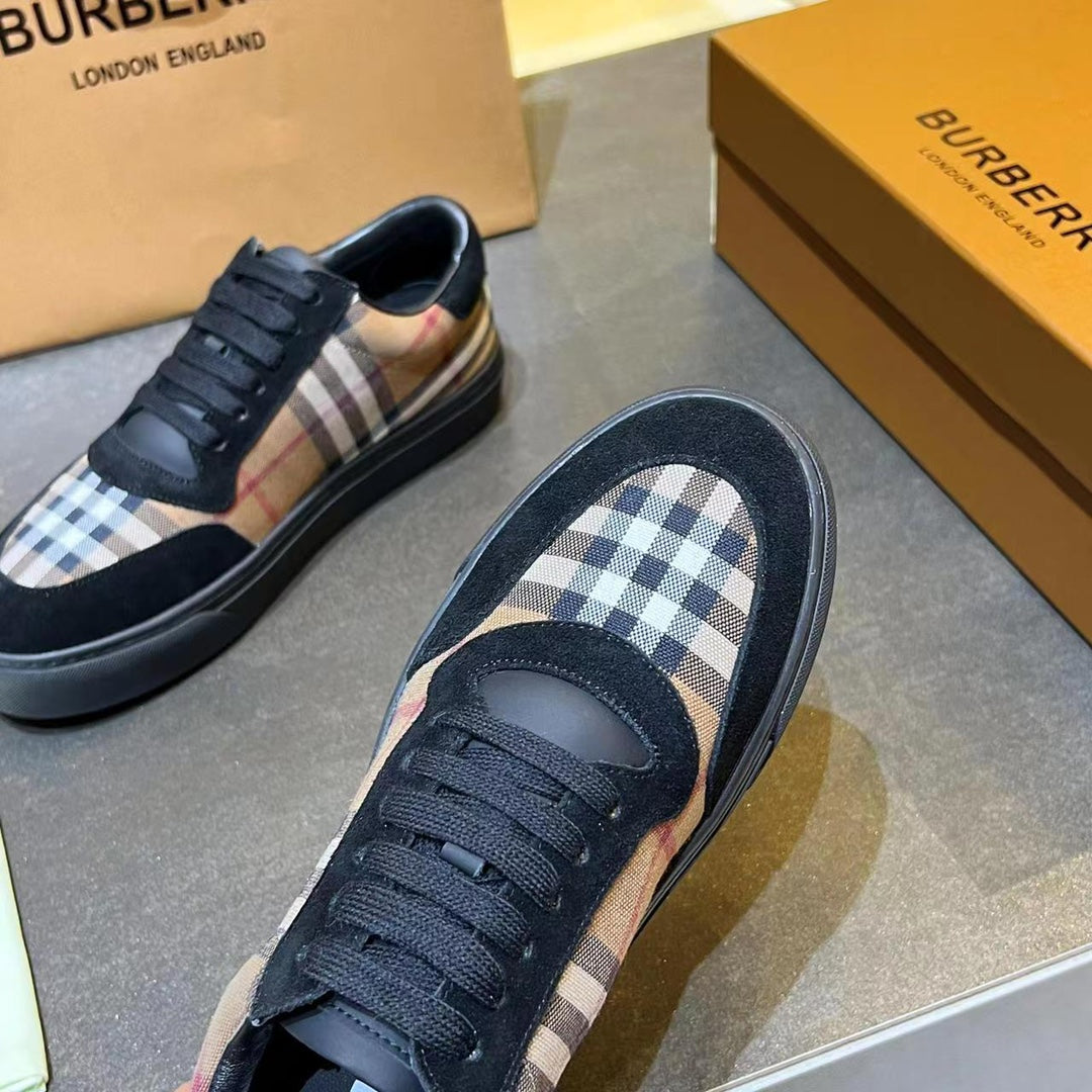 Women's Birch Brown Vintage Check Cotton and Suede Sneakers