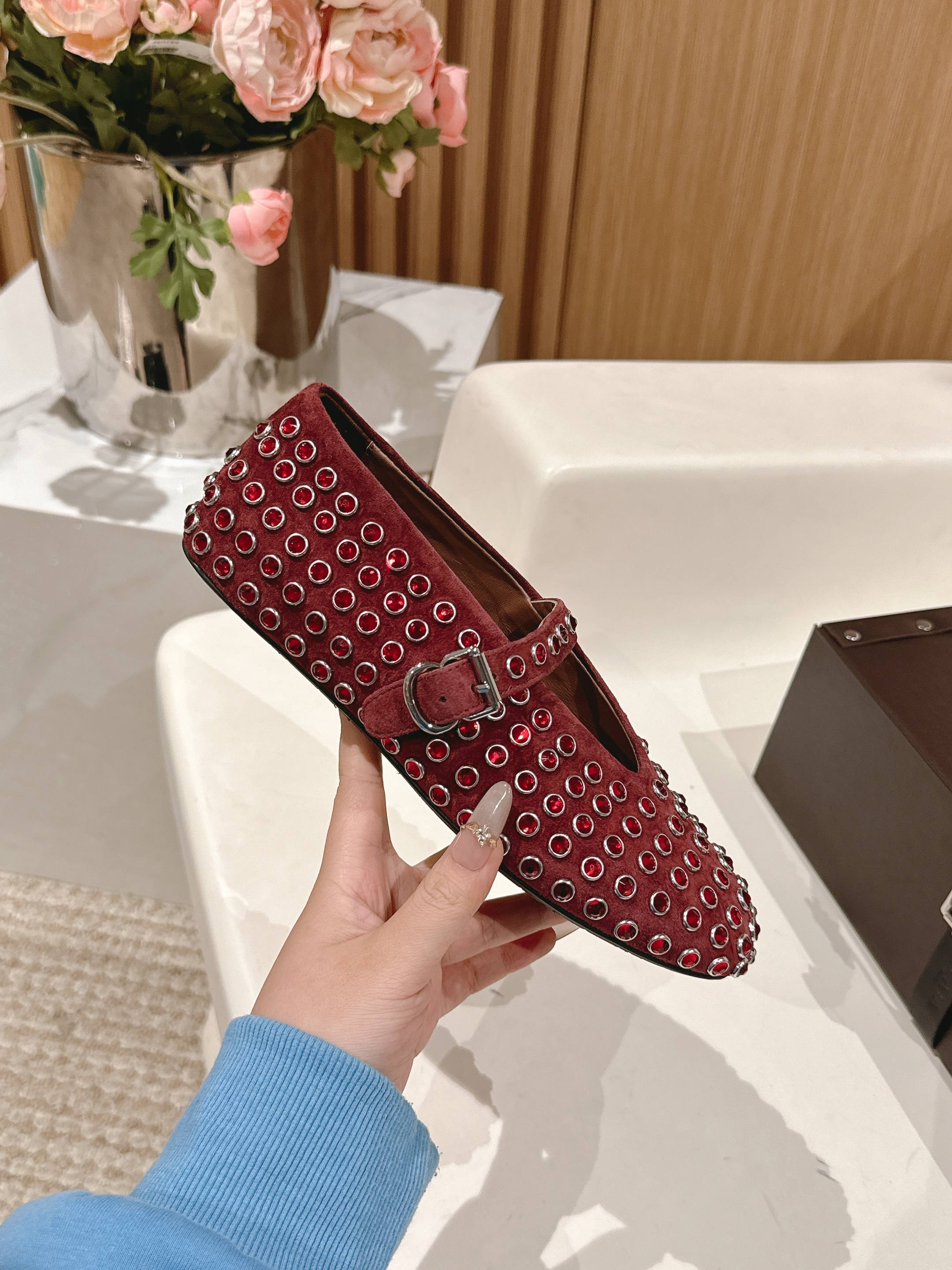 Red Strass Ballet Flats