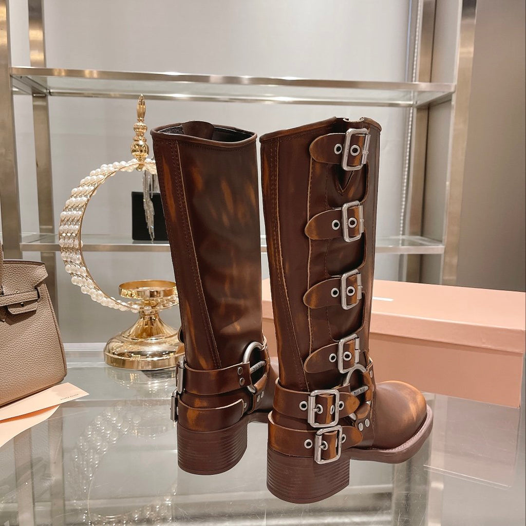 Sienna leather biker boots