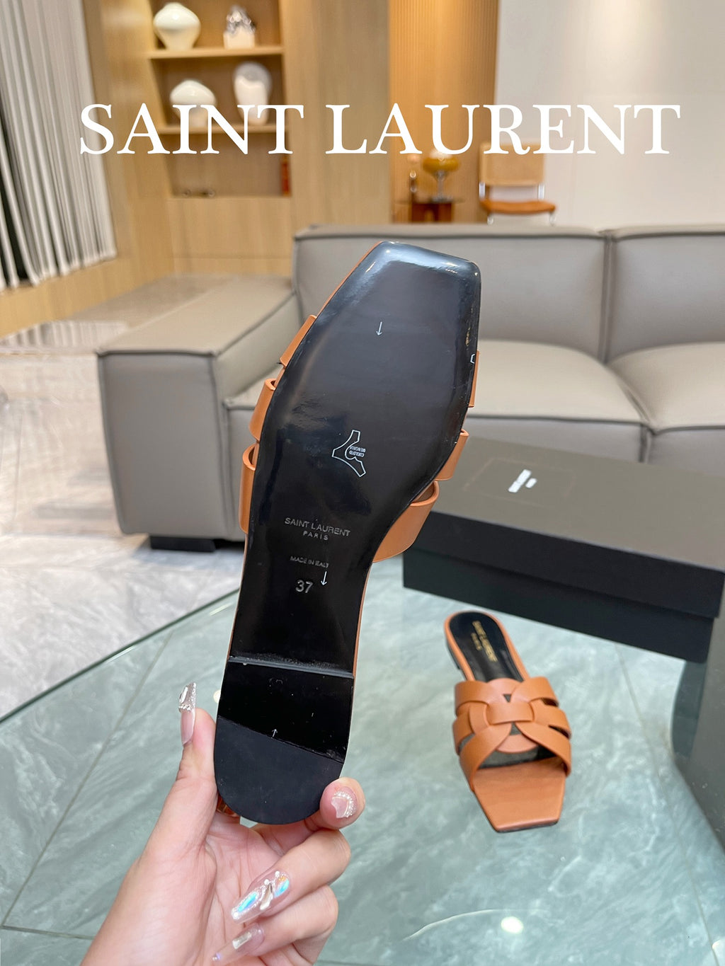 Marron Gold YT Mules In Leather