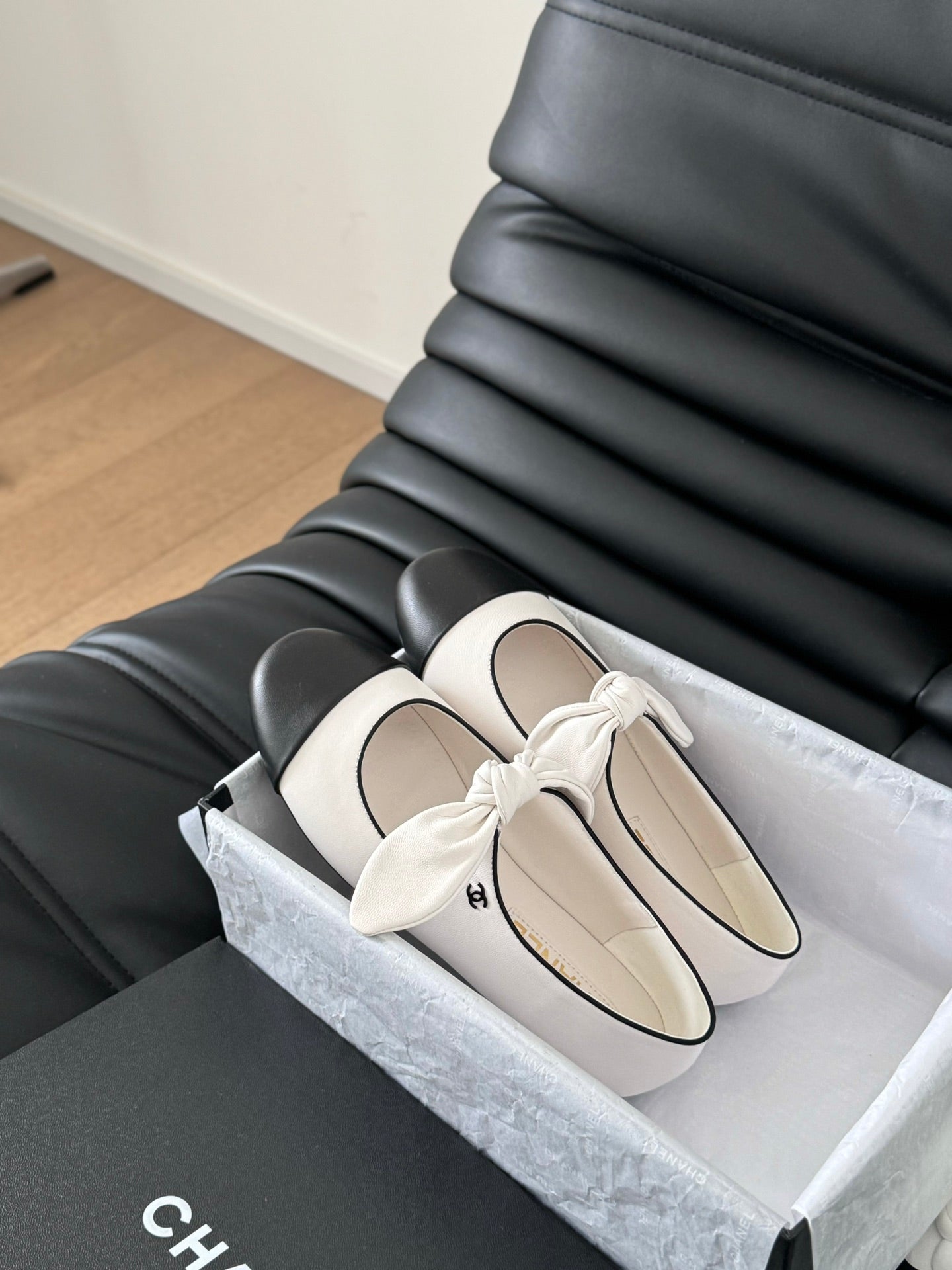 White & Black MJ Ballerinas