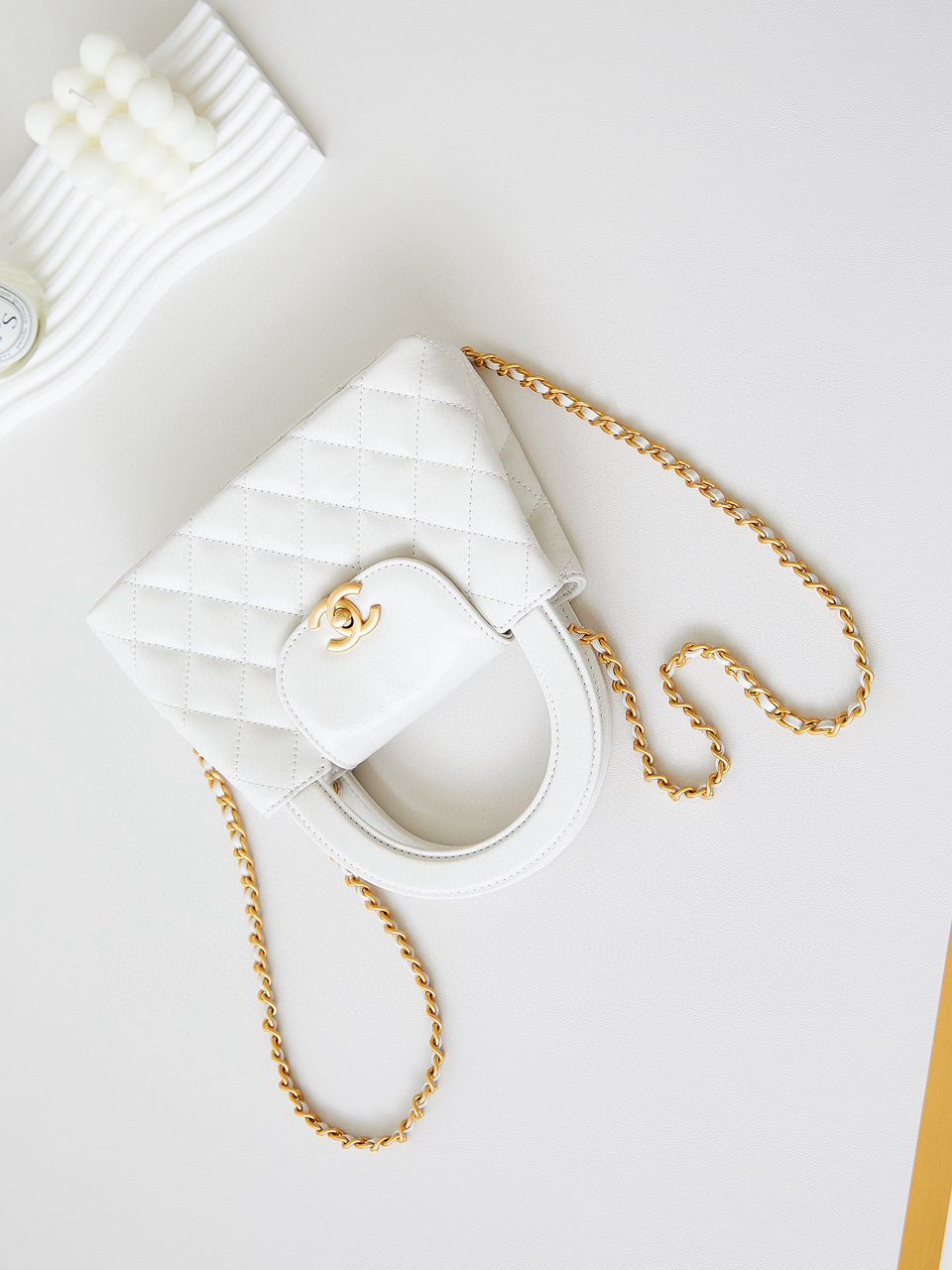 White Shiny Mini Shopping Bag