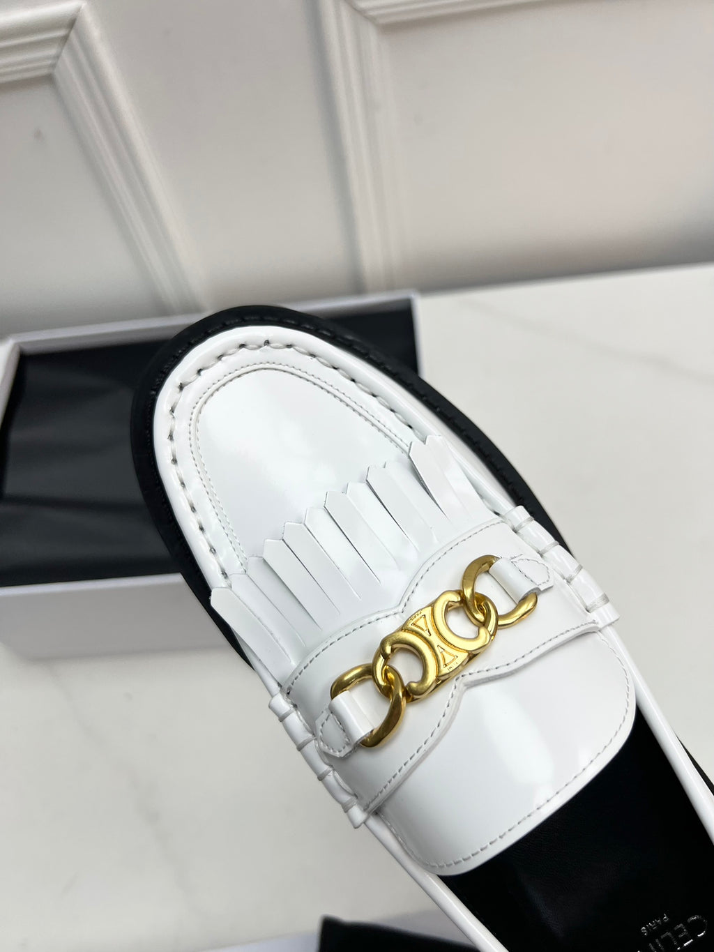 White CM Loafer With Tassels