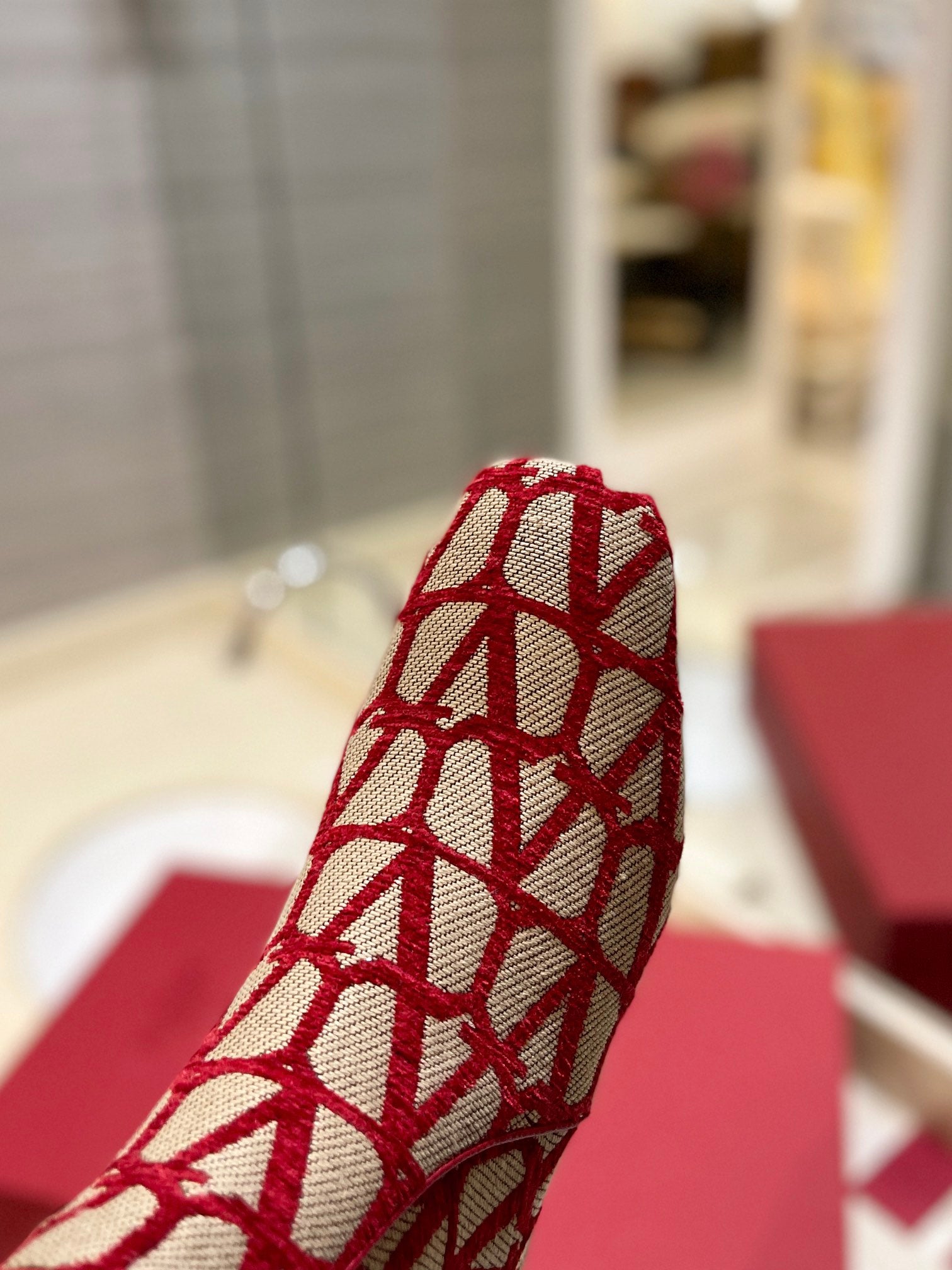 Beige & Red VT Boot In Toile Iconographe 30mm