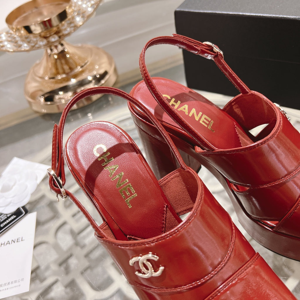 Dark Red C Patent Sandals