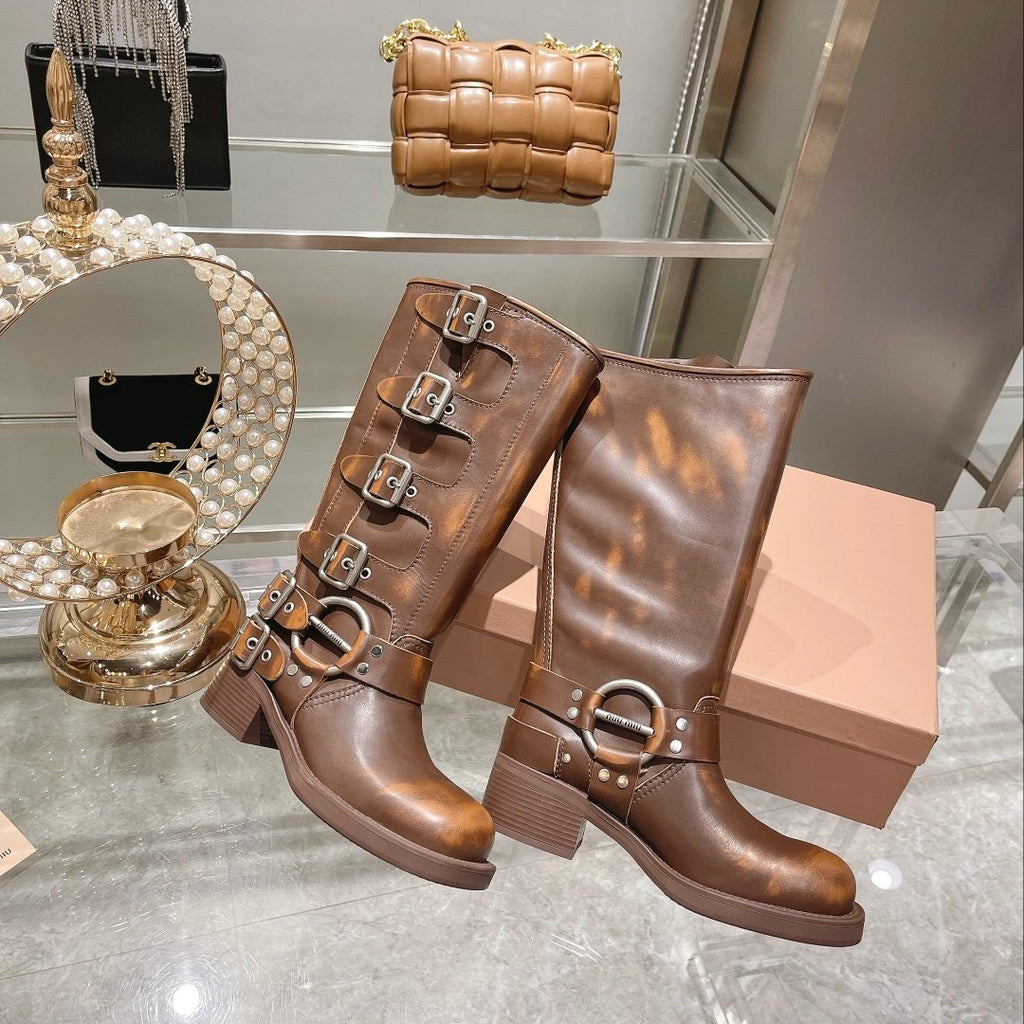 Sienna leather biker boots