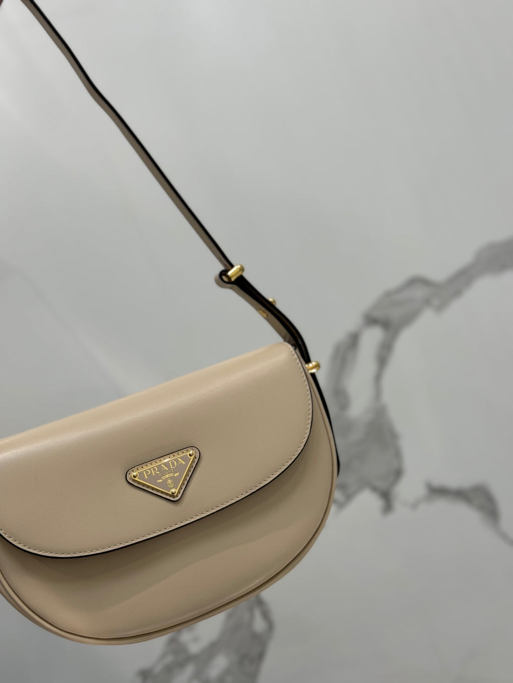 Travertine PA Leather Shoulder Bag With Flap