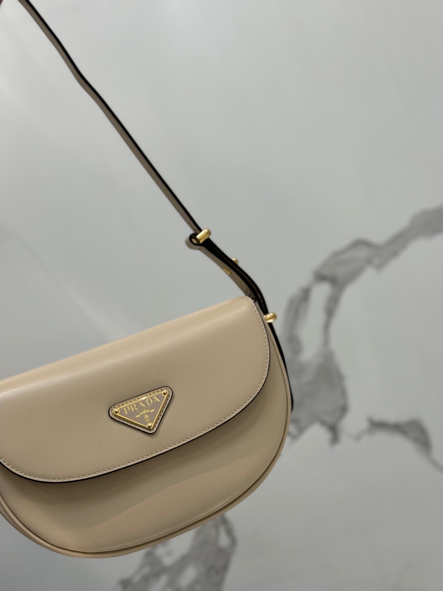 Travertine PA Leather Shoulder Bag With Flap