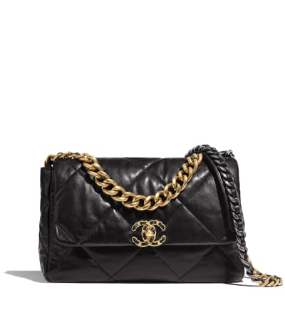 Large black 19 flap bag