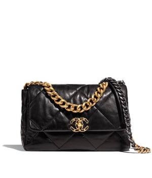 Large black 19 flap bag