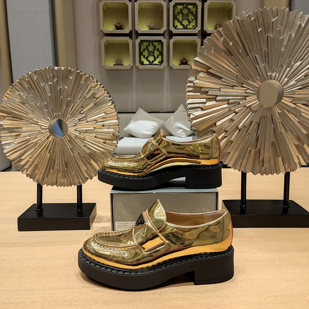 Platinum Metallic leather loafers