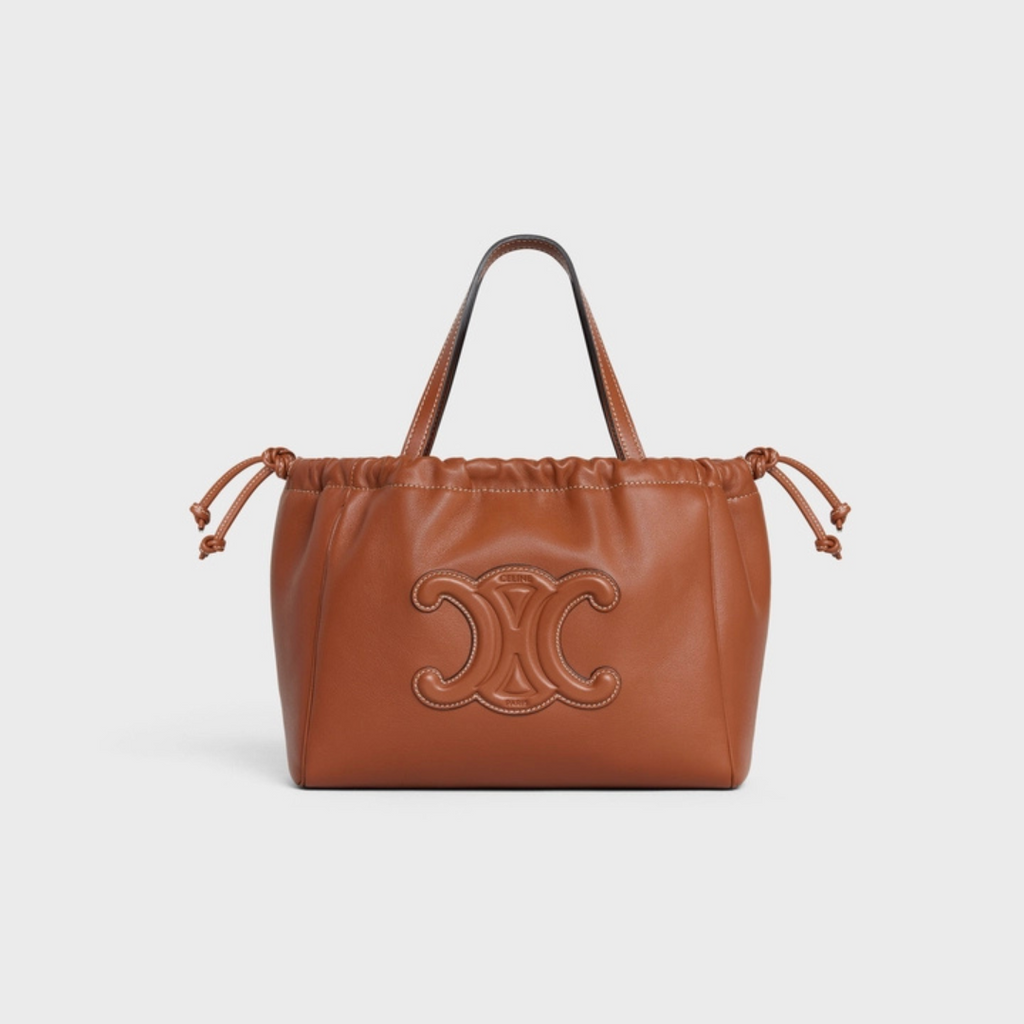 Tan Small Cabas Drawstring Triomphe