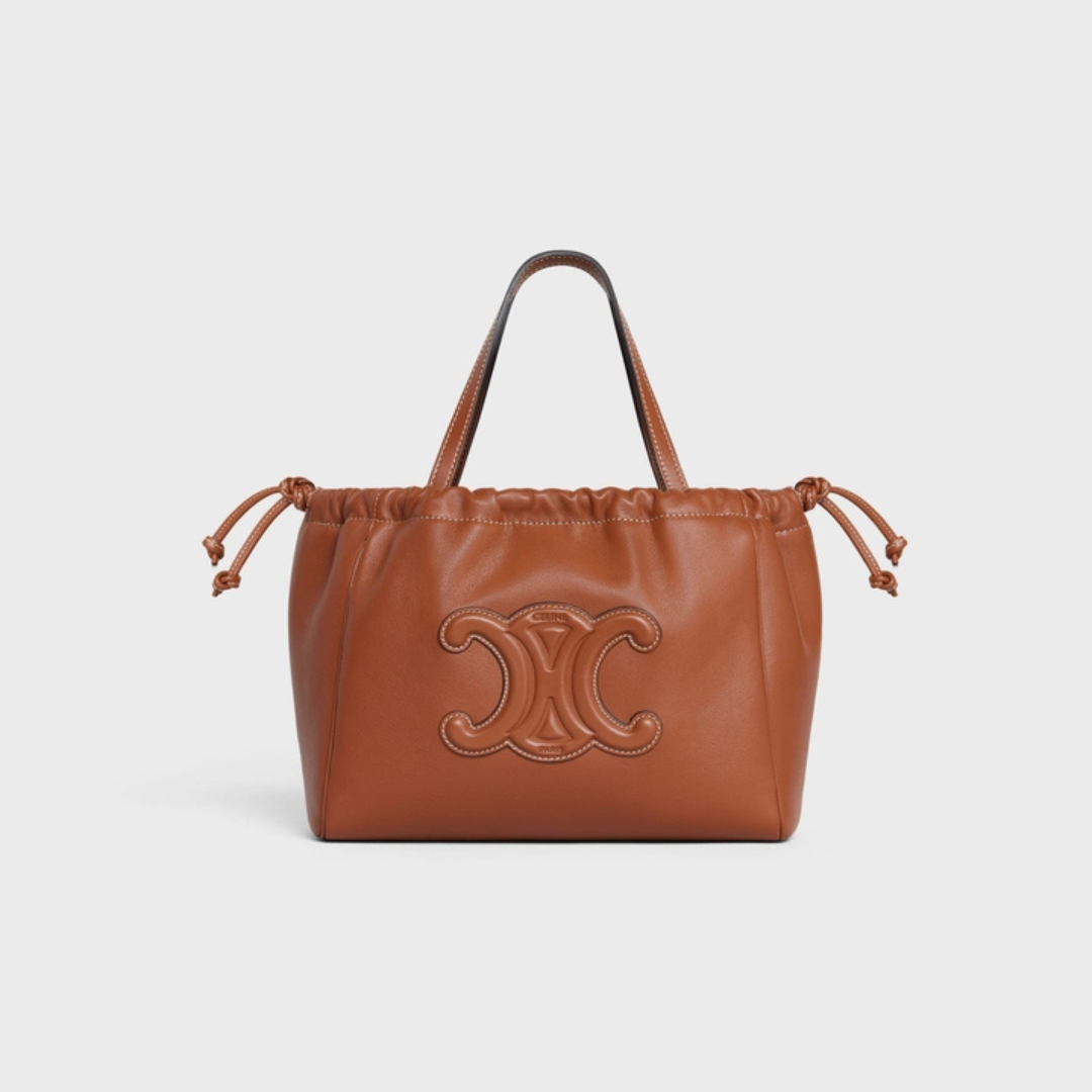 Tan Small Cabas Drawstring Triomphe