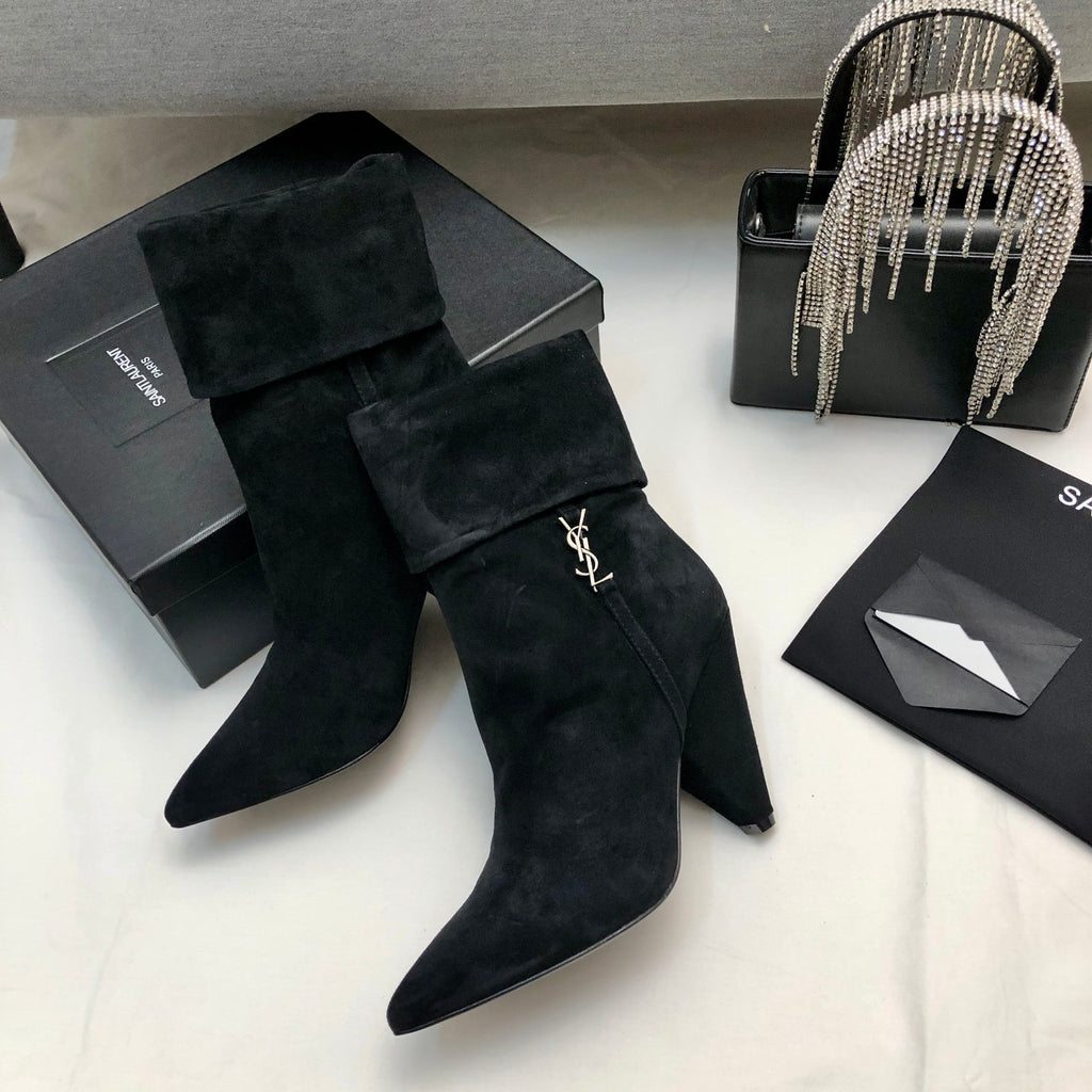 Black YN Booties In Suede